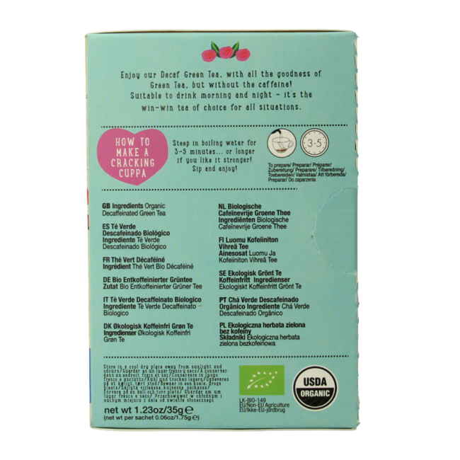 Thé vert déca bio 20 sachets