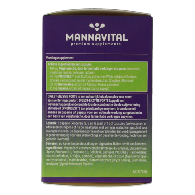 Mannavital Digest enzyme forte 60 Cápsulas Vegetales