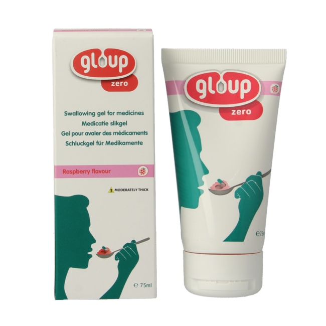 Gel Gloup Zero per l'assunzione di farmaci, lampone, 75 Millilitri
