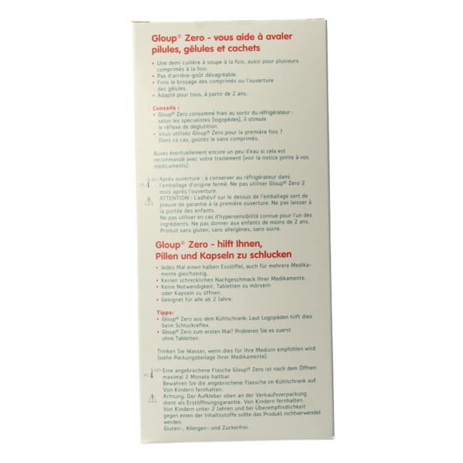 Zero medicatie inname gel framboos 500 Milliliter