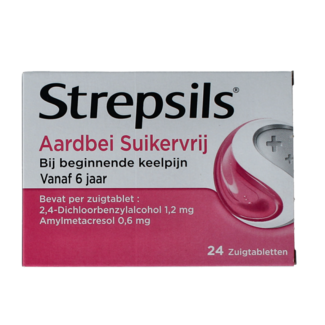 Strepsils Erdbeere zuckerfrei 24 Lutschtabletten