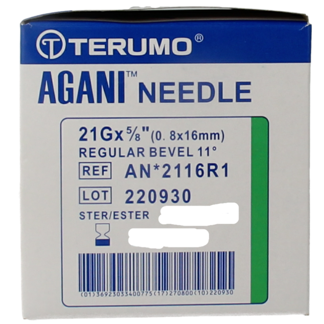 Terumo Injektionsnadel 21G grün 0,8 × 16 100 Stück