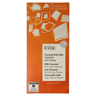 Vivani Chocolate con leche, caramelo, sal marina y azúcar de flor de coco ecológico 80 g