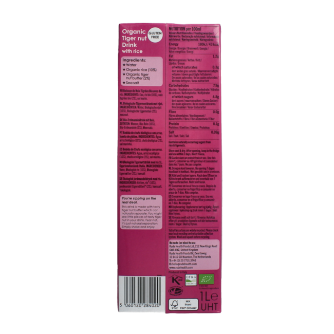 Rude Health Bebida de chufa ecológica 1 litro