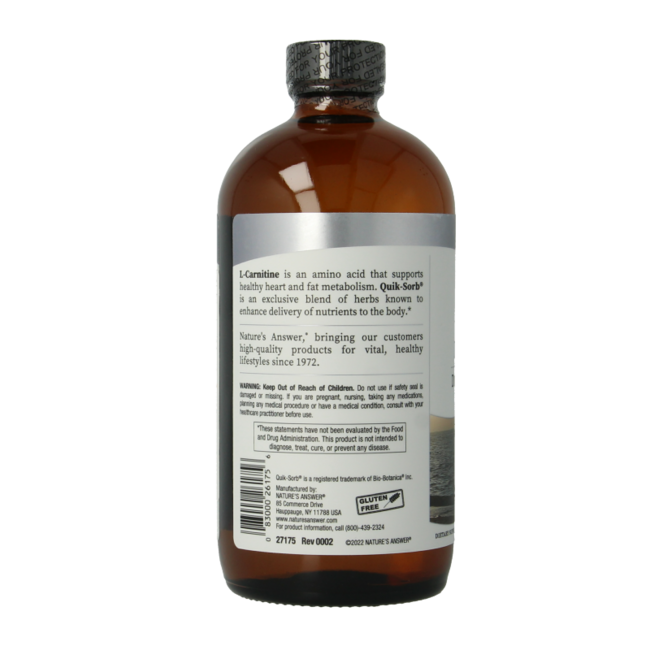 Natures Answer Vloeibaar L-Carnitine - Liquid L-Carnitine 1200mg 480 Milliliter