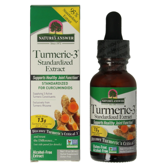 Natures Answer Turmeric-3 Ekstrakt z Kurkumy bezalkoholowy 30 Mililitrów