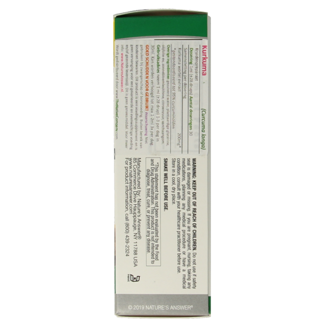 Natures Answer Turmeric-3 Estratto di Curcuma senza alcol 30 Millilitri