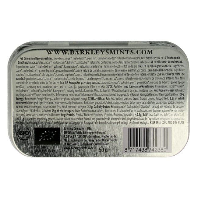 Barkleys Organic mints cinnamon bio 50 Gram