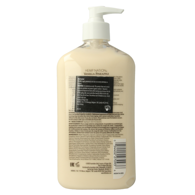 Australian Gold Hemp Nation Prolongateur de Bronzage Vanille Ananas 535 Millilitres