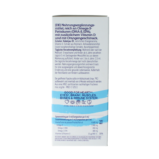 Omega 3 pure fish oil with vitamin D 250 Millilitres