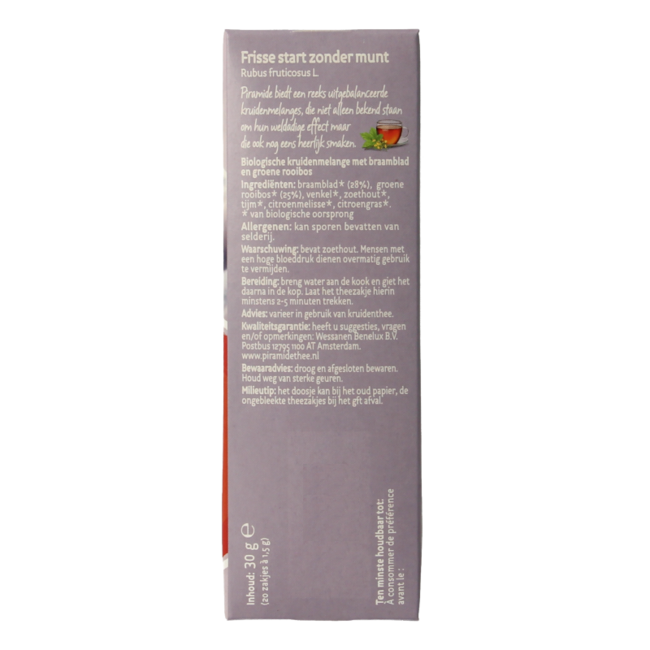 Té bio Frisse start sin menta 20 bolsitas