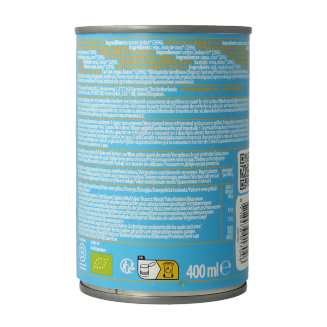 Amaizin Organic light coconut milk 400 Millilitres