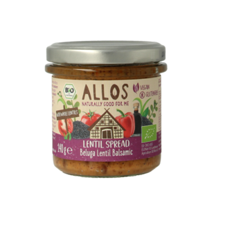 Allos Lentil spread beluga balsamic organic 140 Gram