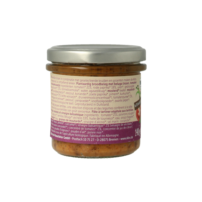Crema de lentejas beluga y balsámico bio 140 gramos