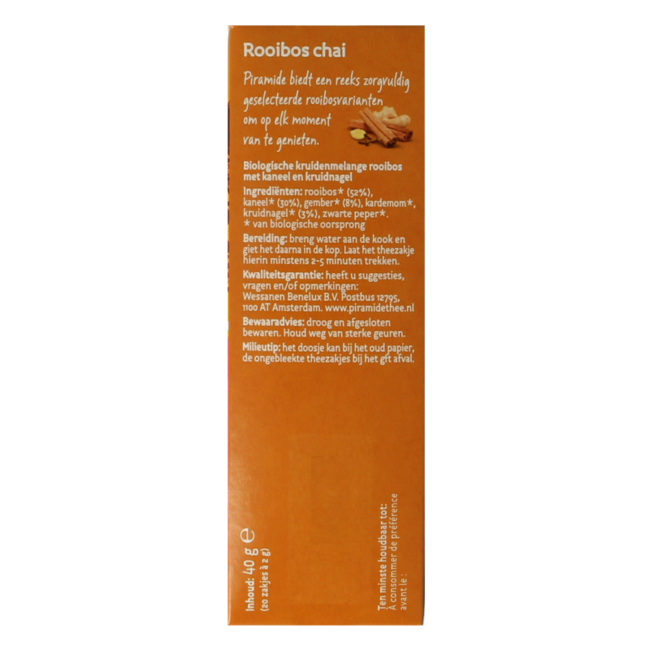 Piramide Organic Chai Rooibos Tea 20 Bags