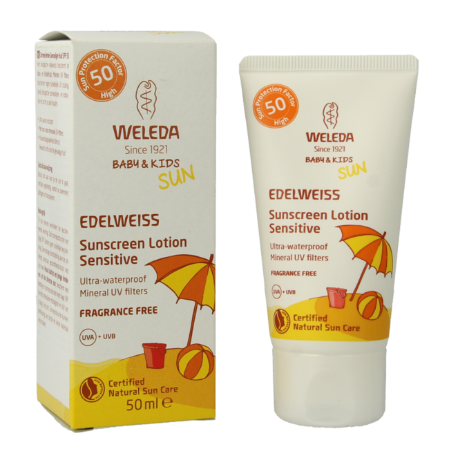 Weleda Edelweiss sun cream sensitive skin SPF50 50 Millilitres