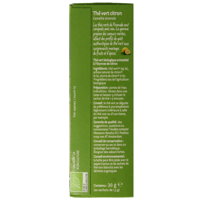 Grüner Tee mit Zitrone Öko Bio 20 Beutel