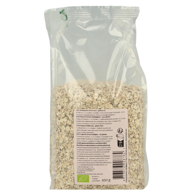 Copos de avena sin gluten bio 450 gramos