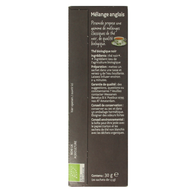 Piramide Thé English Blend bio 20 sachets