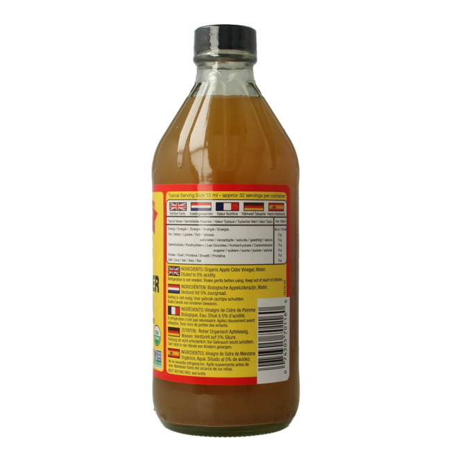 Vinagre de sidra de manzana bio 473 mililitros