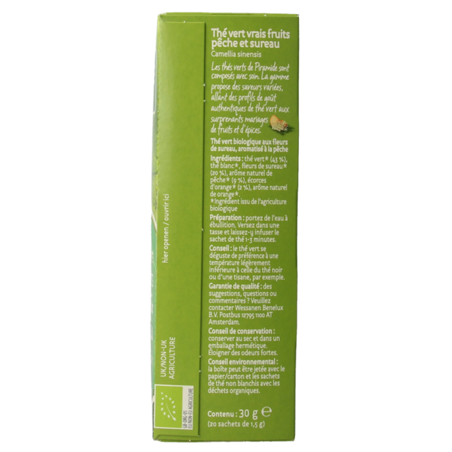 Organic Green Tea Peach Elderflower 20 Bags