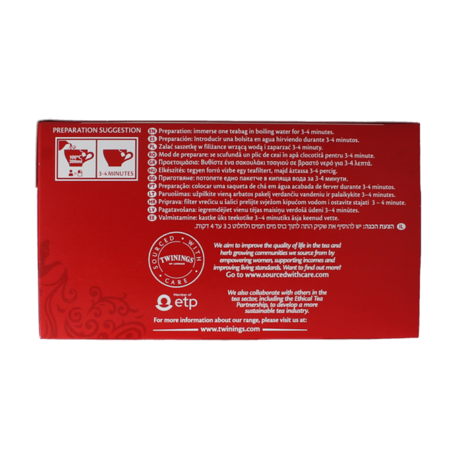 Twinings English breakfast sobre 50 bolsitas
