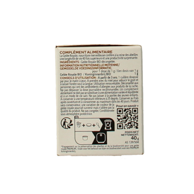 Royal jelly 100% koninginnebrij bio 40 Gram