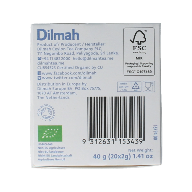 Dilmah Noble Earl Grey Bio 20 sachets