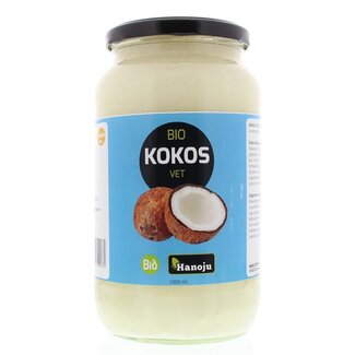 Hanoju Hanoju Kokosolie geurloos glasfles bio 1 Liter
