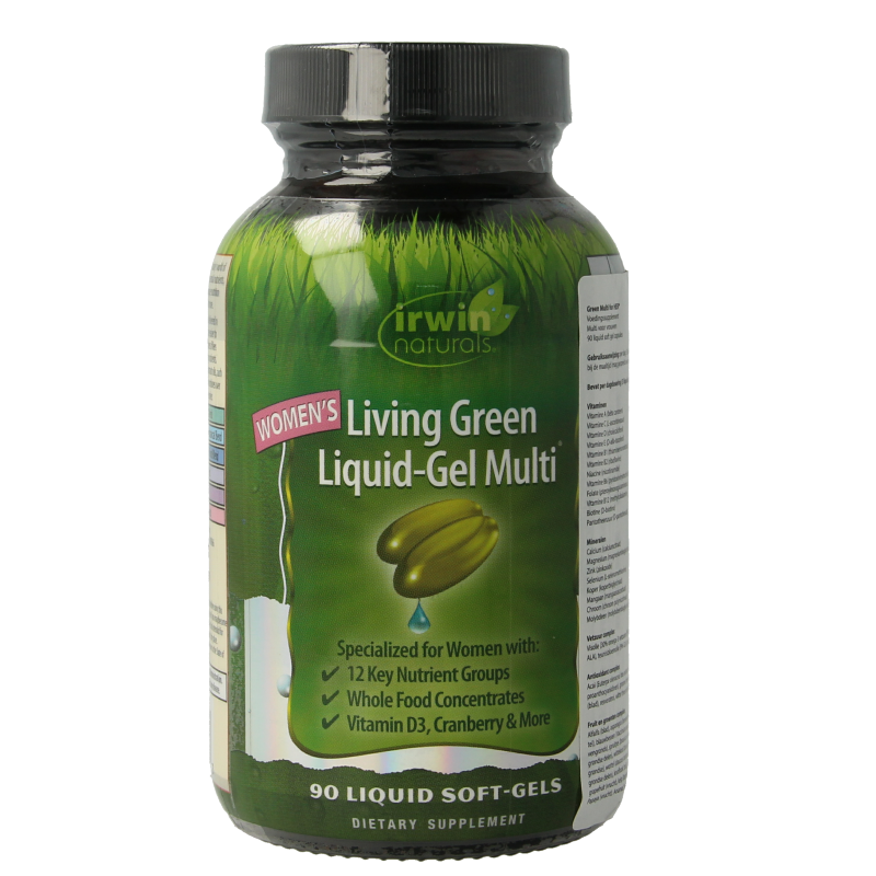 Irwin Naturals Living green liquid gel multi para mujeres 90 cápsulas blandas