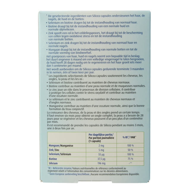 Original silicea capsules con biotina 30 Cápsulas