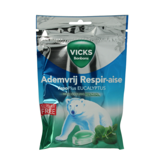 Vicks Ademvrij eucalyptus suikervrij bag 72 Gram
