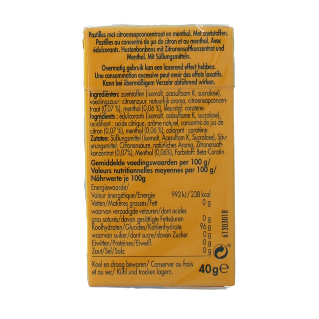 Cytryna mentol bez cukru 40 Gram