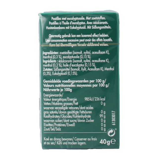 Vicks Ademvrij Eukalyptus zuckerfrei 40 Gramm