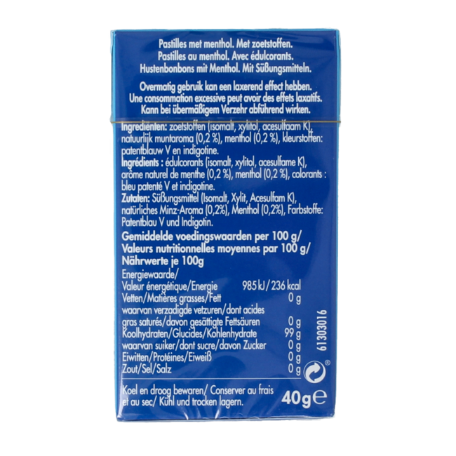 Vicks Blue mentol bez cukru, pudełko 40 gramów