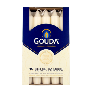Gouda Gouda Crown Candles Ivory 200/24 - 10 Pack
