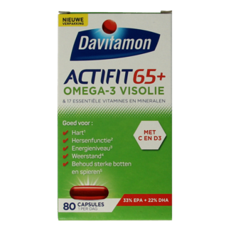 Davitamon Actifit 65+ oméga 3 80 Gélules
