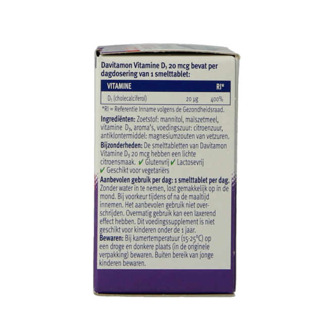 Davitamon Vitamine D3 forte smelttablet 75 Tabletten