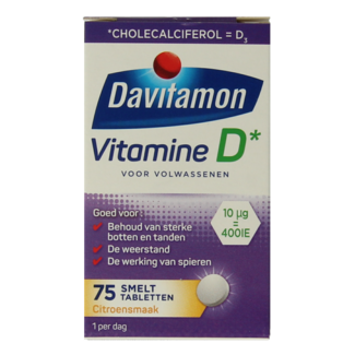 Davitamon Vitamine D volwassenen smelttablet 75 Tabletten
