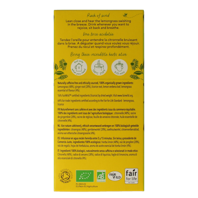 Lemongrass & ginger tea organic 20 bags