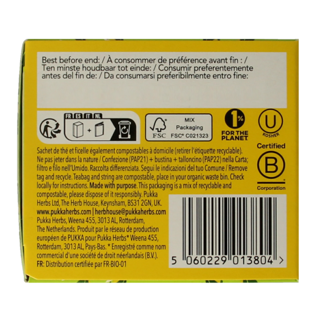 Tè biologico Lemongrass e Zenzero, 20 Bustine