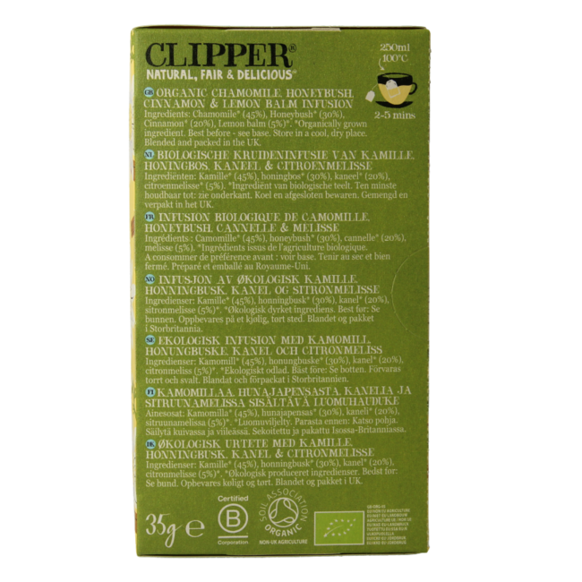Clipper Infusión orgánica de manzanilla y canela bio 20 bolsitas