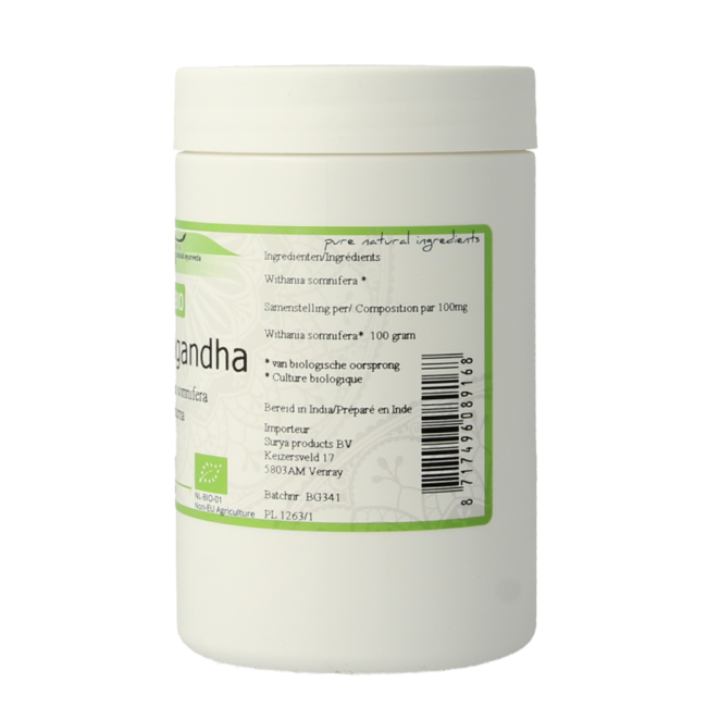 Surya Ashwagandha churna bio 100 gramos