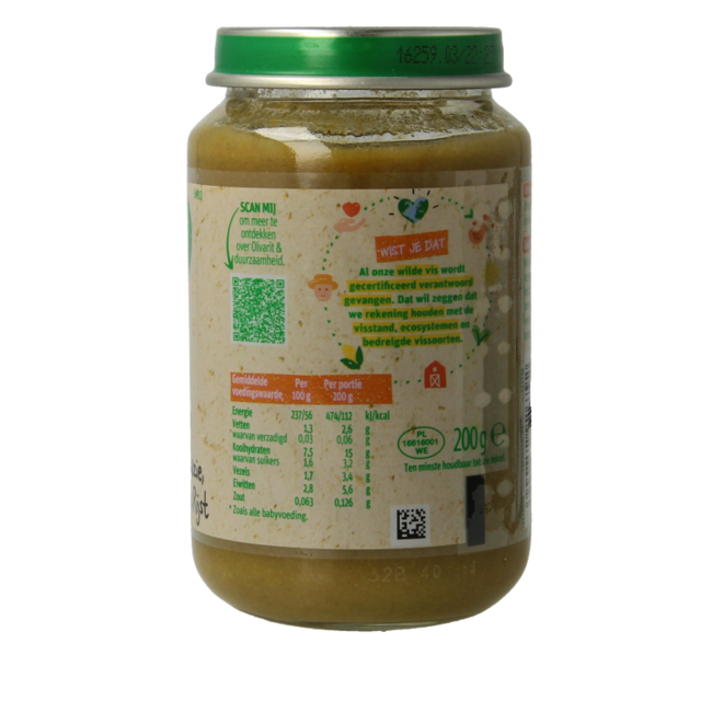 Épinards poisson blanc riz 6M10 200 Grammes