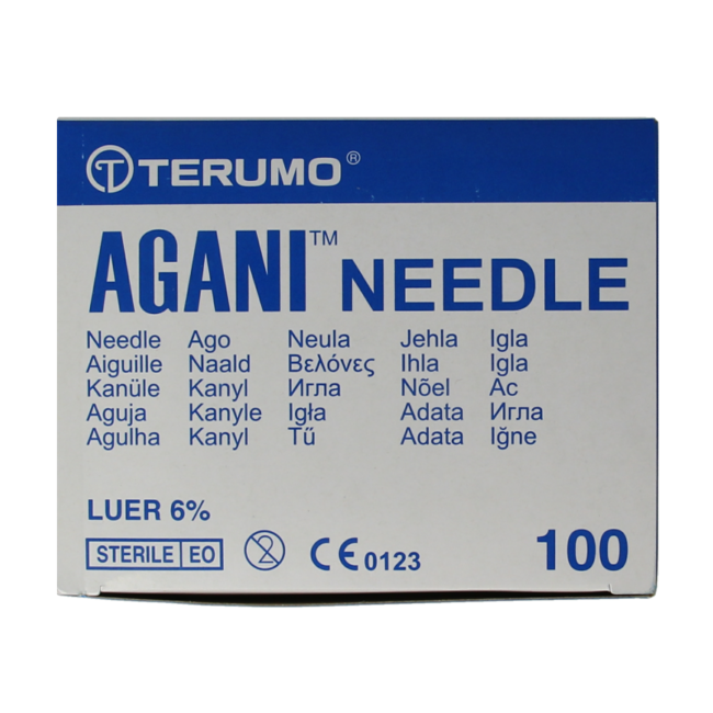 Aguja hipodérmica Terumo 38 x 0,9 agani 100 unidades