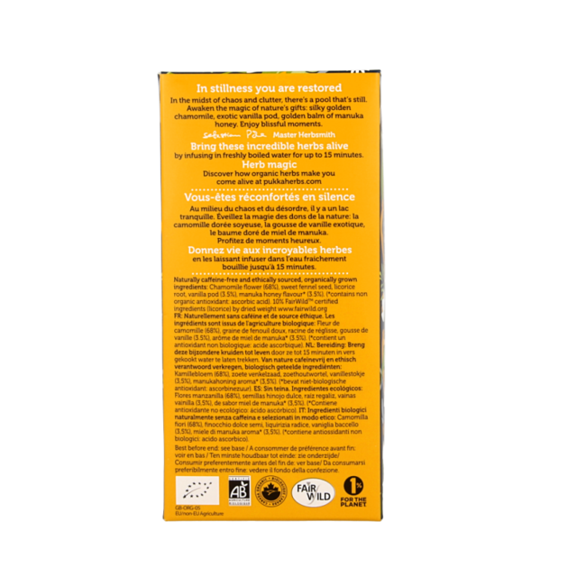 Chamomile vanilla/manuka honey organic 20 bags