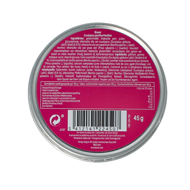 Biover Pastillas de Eucalipto 45 g