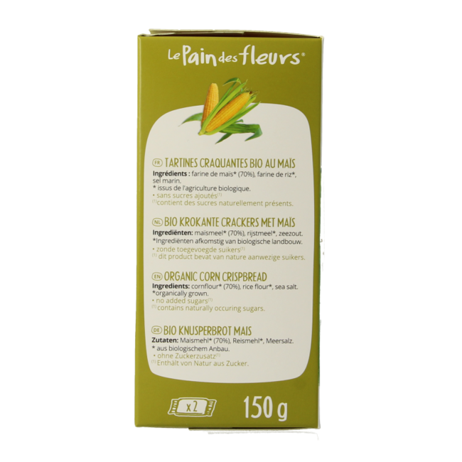 Corn rice crackers organic 150 Gram