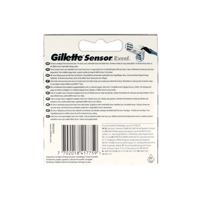 Gillette Sensor Excel Lame da Barba 10 Pezzi