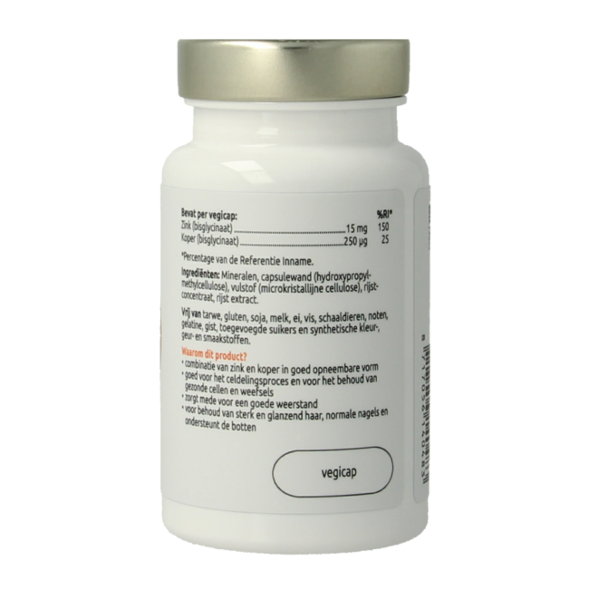 VitOrtho Zink-Bisglycinat 15 mg und Kupfer 250 mcg 60 vegetarische Kapseln